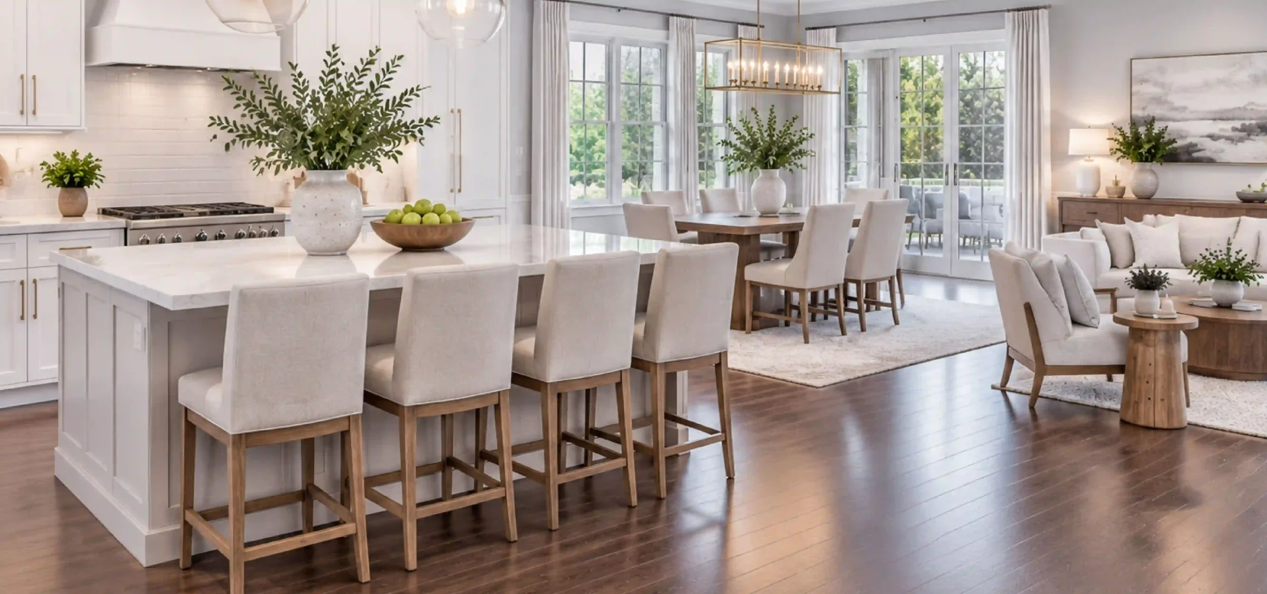 Fully staged open-plan home by STAGED. with a modern, minimal interior