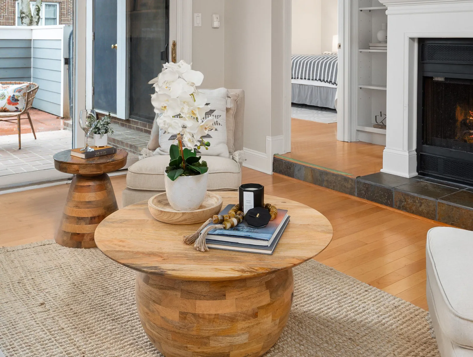 Styled coffee table detail from a STAGED. home staging project