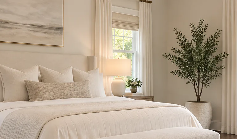 Accent pillows styled for a staged sofa
