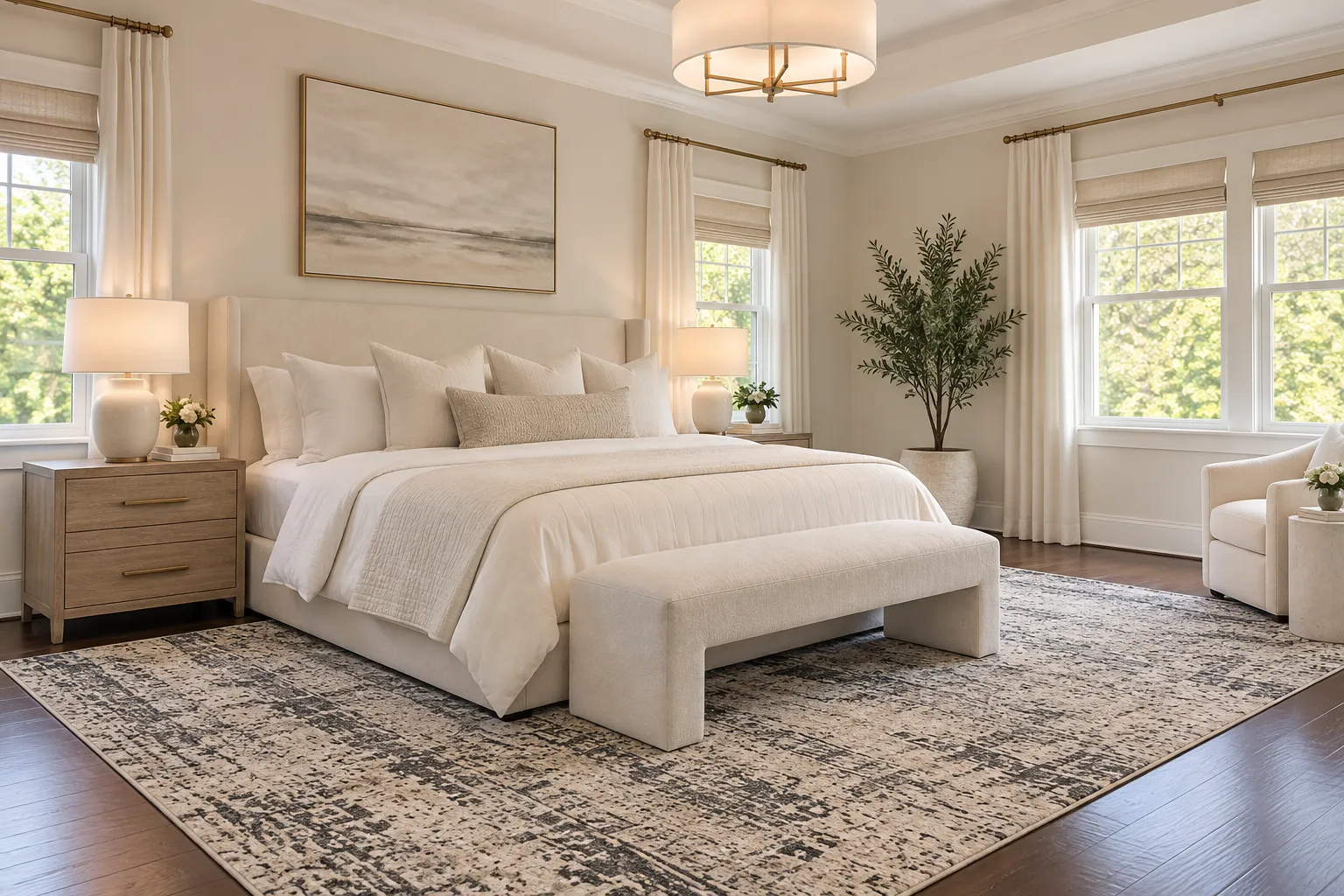 Partial home staging of a living room ready for listing photos