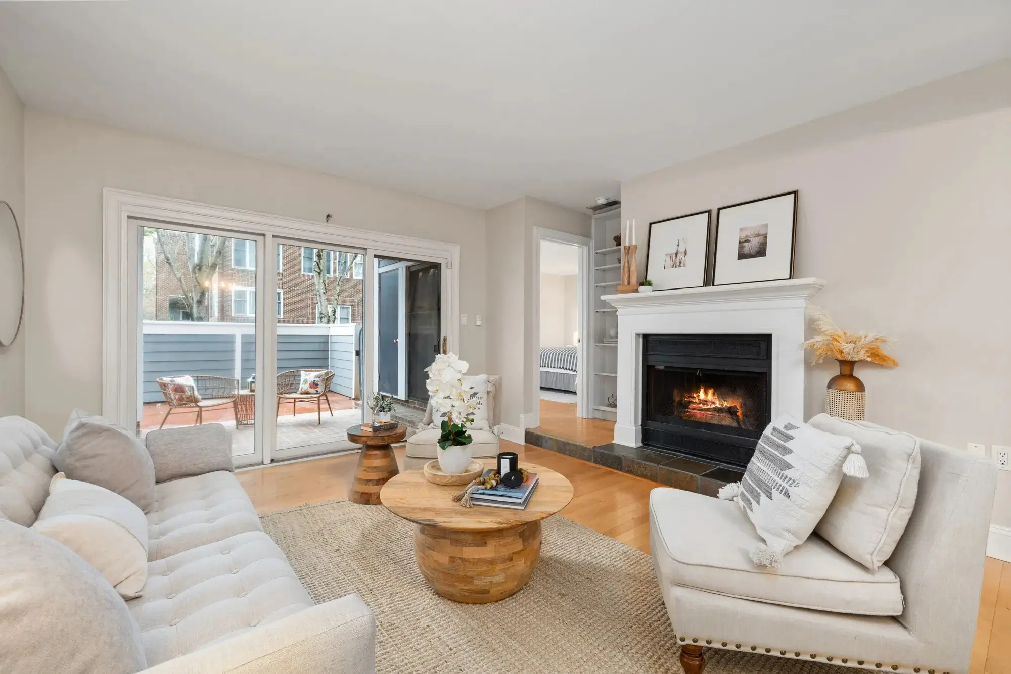 Staged living fireplace